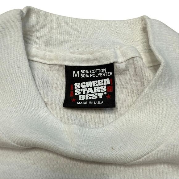 80s Vintage Screen Stars NASCAR Monte Carlo White Graphic Tshirt Medium - Picture 3 of 7